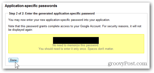 google eenmalige wachtwoorden - kopieer wachtwoord