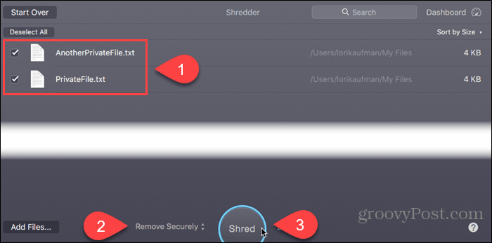 Selecteer Veilig verwijderen en klik op Versnipperen in CleanMyMac 3