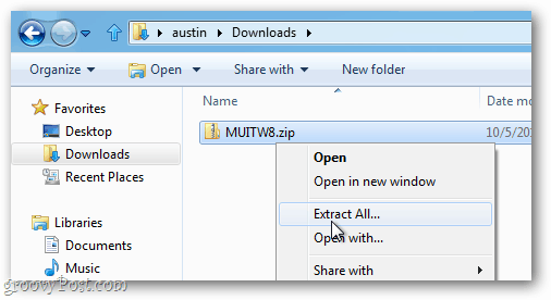 pak het zip-archief van muitw8 uit