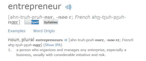 De definitie van het woord "ondernemer" is het idee van risico. 