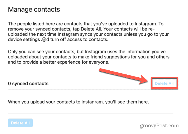 instagram verwijder alle contacten