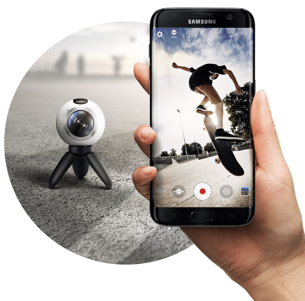 Samsung Gear 360 met telefoon