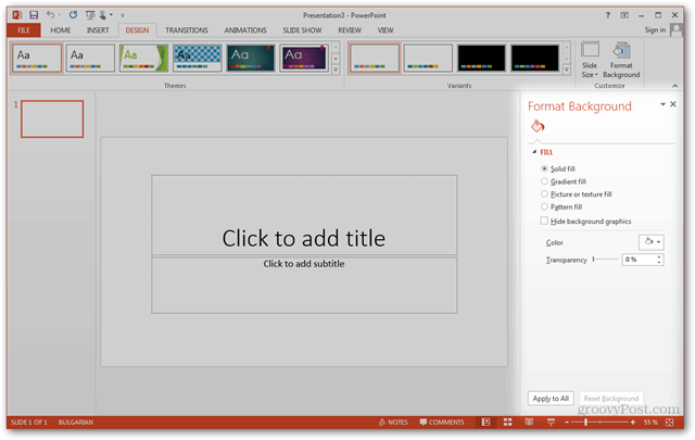 Office 2013-sjabloon Maken Aangepast ontwerp maken POTX Dia's aanpassen Zelfstudie Achtergrondpaneel opmaken