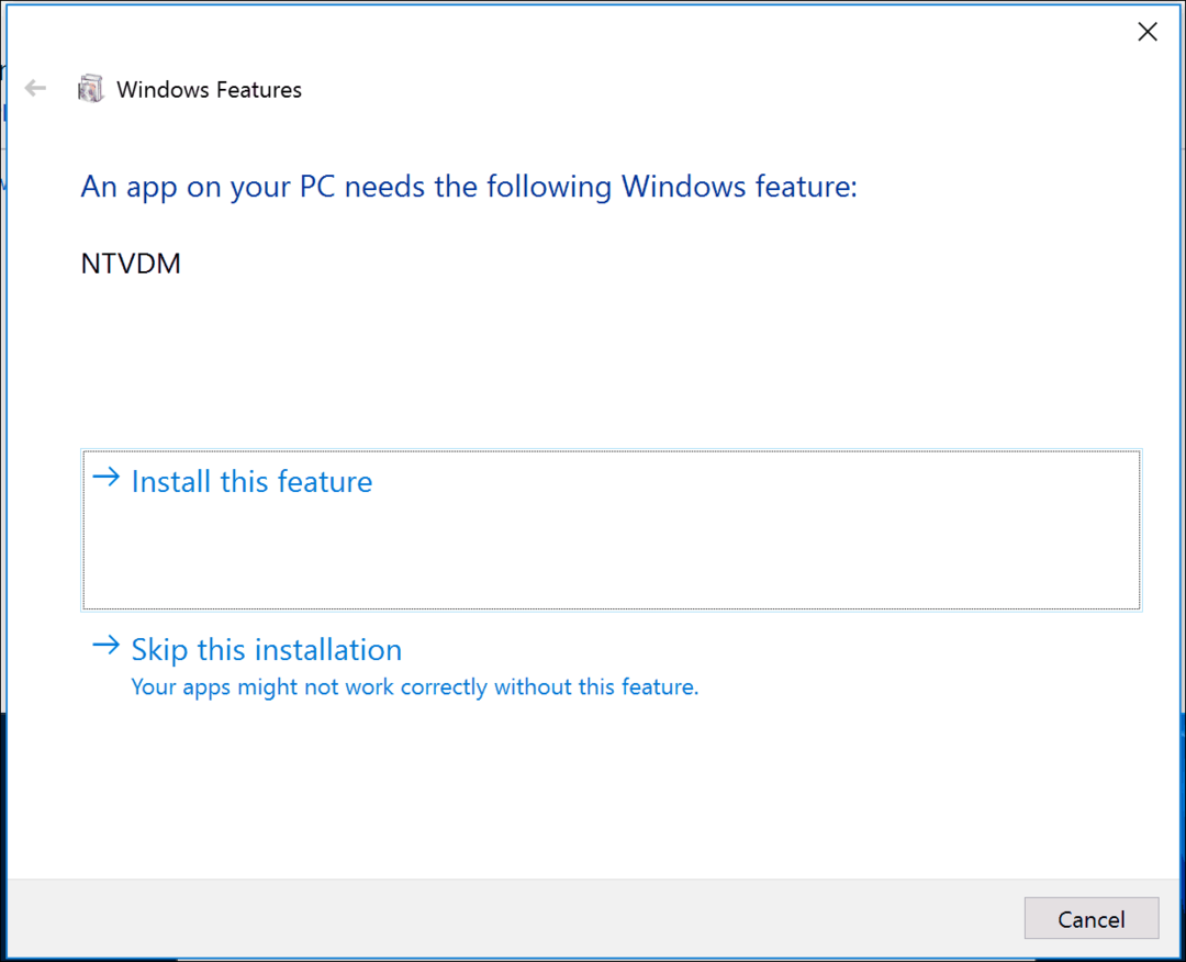 16-bits applicatie-ondersteuning inschakelen in Windows 10