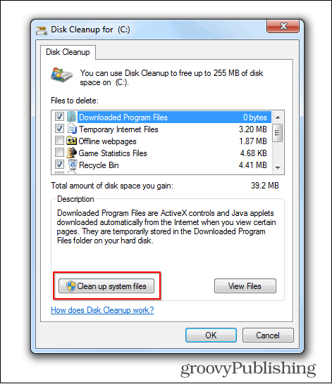 windows 7 update verwijder oude bestanden schijf opruimknop