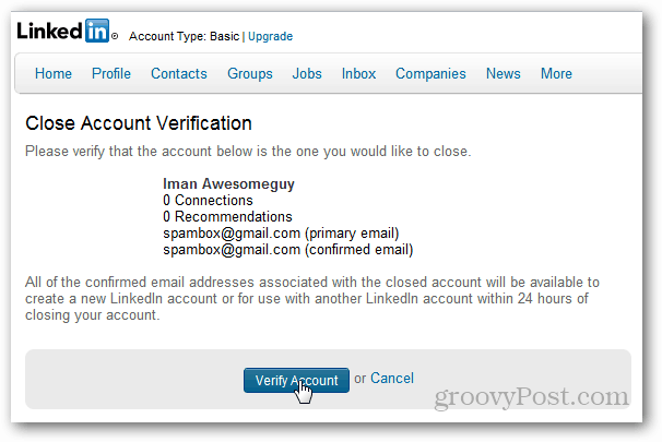 controleer het verwijderen van accounts