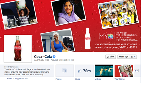 coca cola facebookpagina