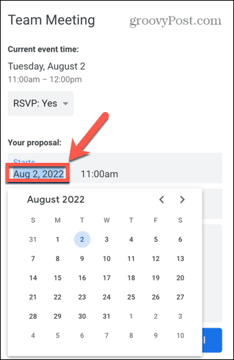 google agenda nieuwe datum