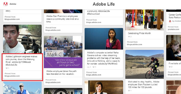 Adobe-werknemersverhaal op Pinterest
