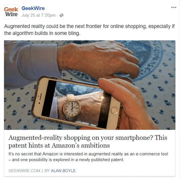  Een nieuw gepubliceerd patent verwijst naar de mogelijke toekomstige plannen van Amazon om augmented reality in te zetten voor e-commerce. 