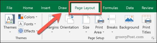 Het menutabblad Pagina-indeling in Excel