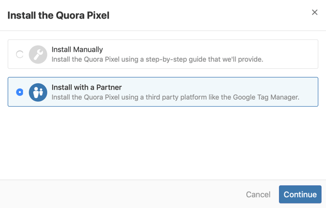 stap 2 van het installeren van Quora Pixel met Google Tag Manager