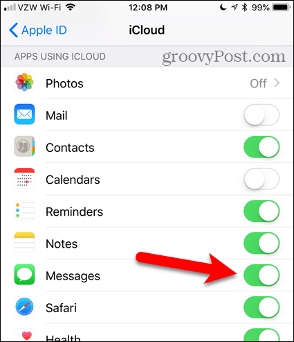 Schakel Berichten op iCloud in iOS in