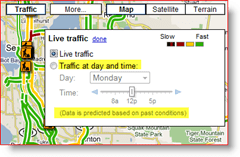 Google Maps Live Traffic bij dag- en tijdinstellingen