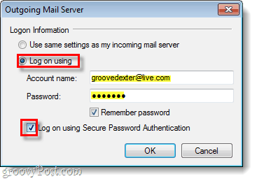 windows live mail uitgaande server