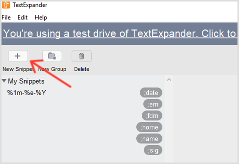 TextExpander-fragment toevoegen