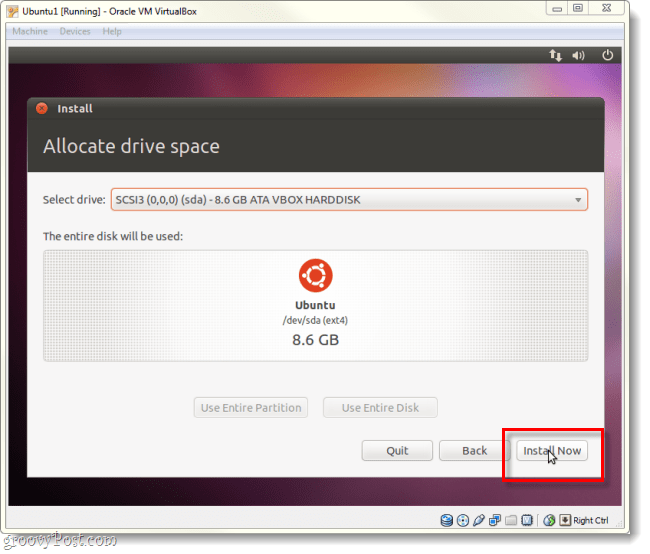 vertel ubuntu om nu te installeren
