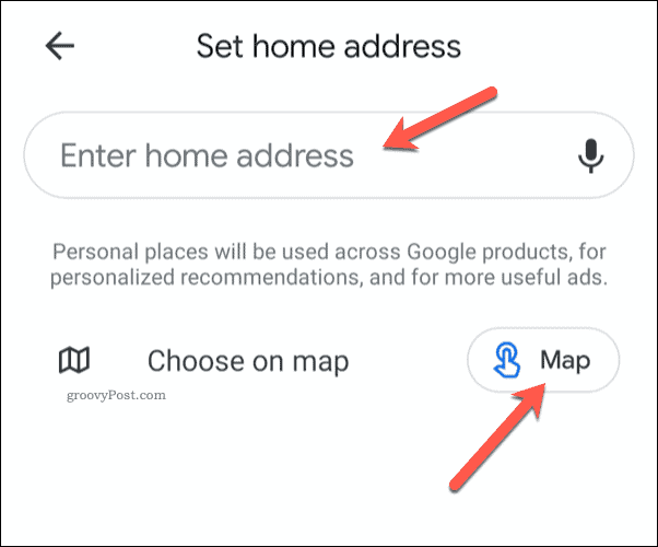 Google Maps Home Address instellen op mobiel