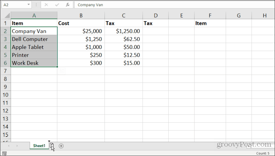 een blad kopiëren in Excel