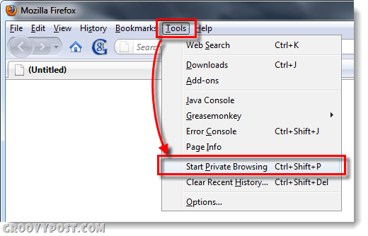 start privé browsen op firefox 3.6