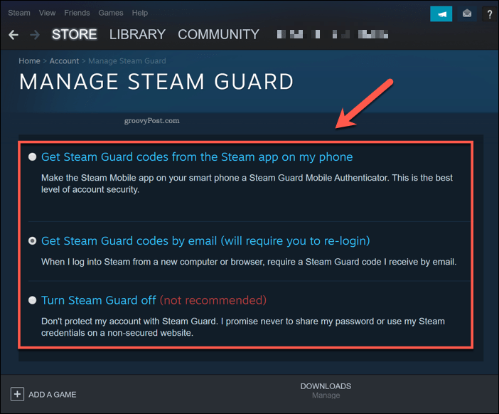 Steam Guard beheren in Windows 10