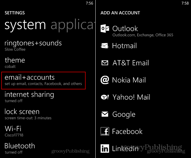 Account toevoegen Windows Phone 8