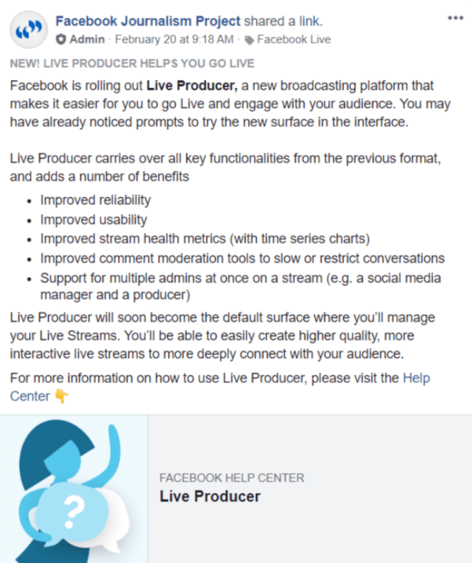 Facebook rolt Live Producer uit en maakt het de standaardomgeving voor het beheren van Live Streams.