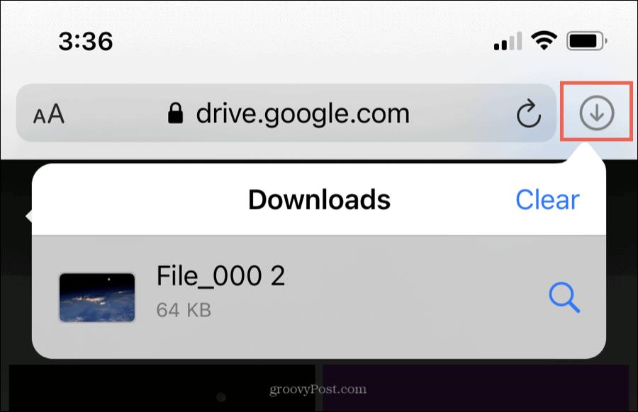 Toon downloads in Safari op iOS
