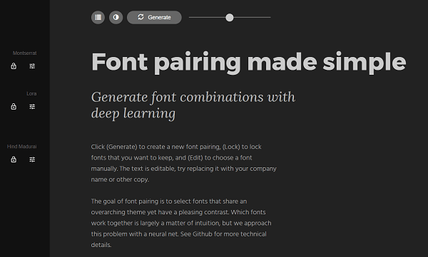 Vind contrasten voor uw lettertypen met Fontjoy.com.