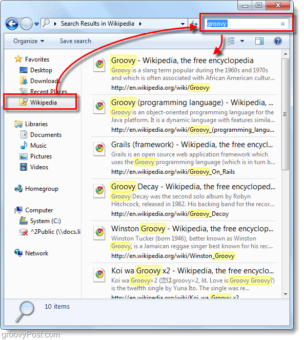 gebruik een Windows 7 federatieve zoekconnector
