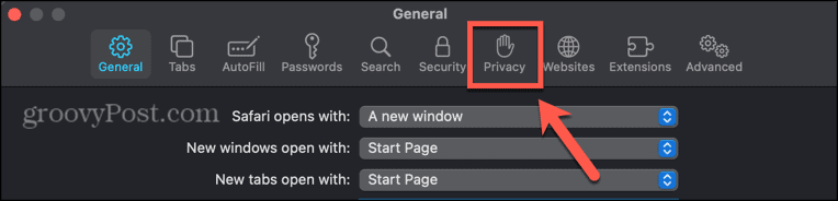 mac safari-privacytabblad