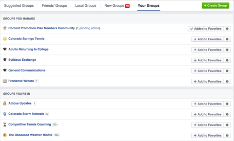 tabblad facebook groepen