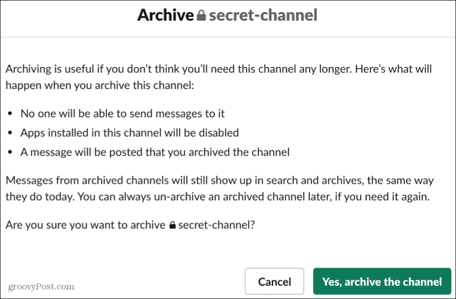 Archiveer een kanaal