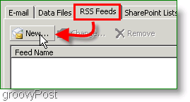 Screenshot Microsoft Outlook 2007 RSS-feed maken