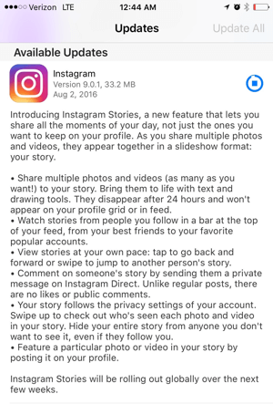 update van instagram-app-verhalen