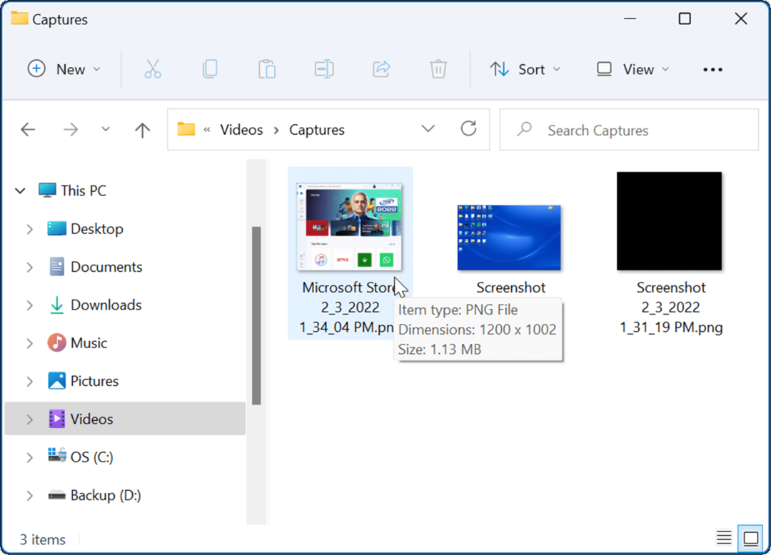 video-opnamemap maak een screenshot op Windows 11