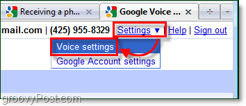 ga naar google voice instellingen