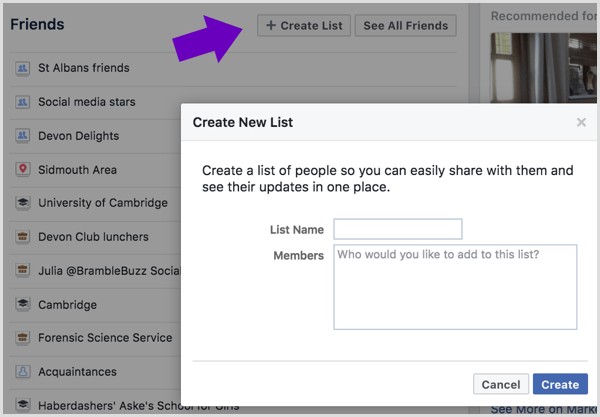 Voer een naam in voor uw Facebook-vriendenlijst en selecteer welke vrienden u wilt toevoegen.