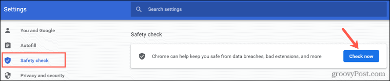 Voer een veiligheidscontrole uit in Chrome