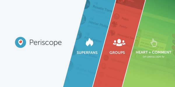 Periscope heeft drie nieuwe manieren aangekondigd om contact te maken met uw publiek en de gemeenschappen op Periscope - met Superfans, groepen en inloggen op Periscope.tv.