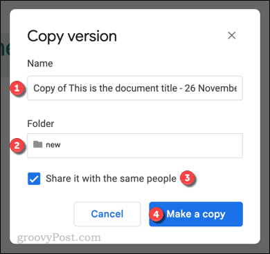 De versie van een Google Docs-bestand kopiëren