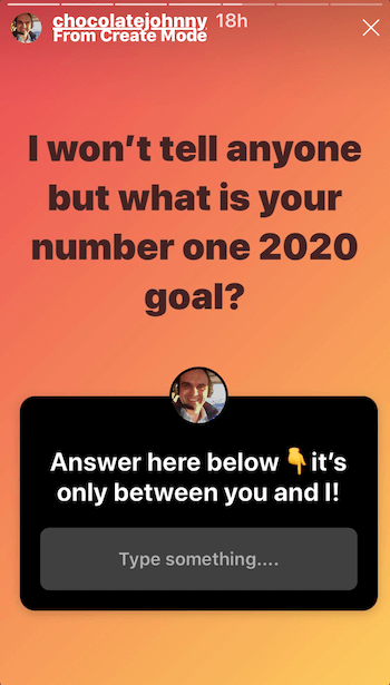 voorbeeld van Instagram-verhaalpost met vragensticker
