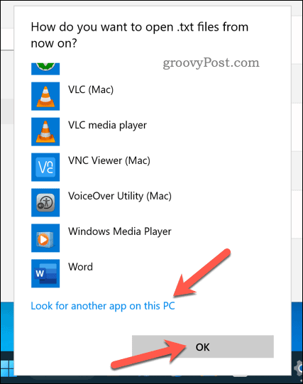 Een toepassing kiezen om een ​​bestandstype te openen op Windows 11