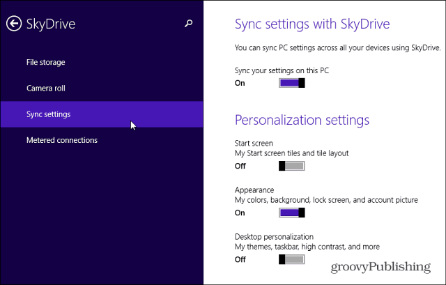 SkyDrive Sync-instellingen