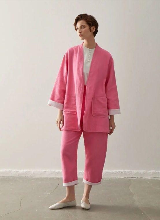 lcwaikiki kimono broek pak roze