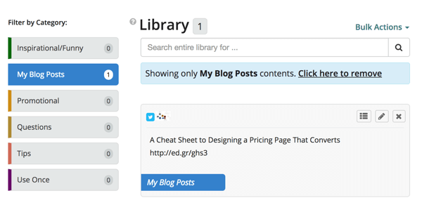 Klik op het filter Mijn blogberichten om alleen de berichten in die categorie te zien.