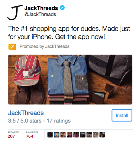 jack threads app-installatiekaart tweet