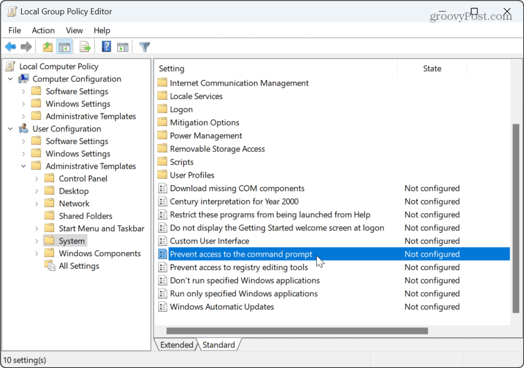 Hoe de opdrachtprompt op Windows 11 uit te schakelen