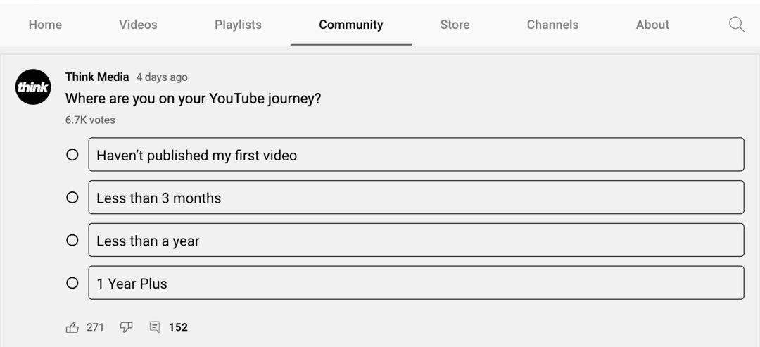 afbeelding van poll op tabblad Community van YouTube-kanaal