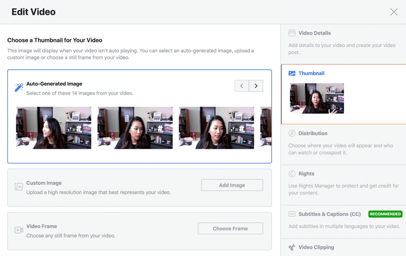 facebook livestream video bewerken optie een automatisch gegenereerde miniatuurafbeelding kiezen